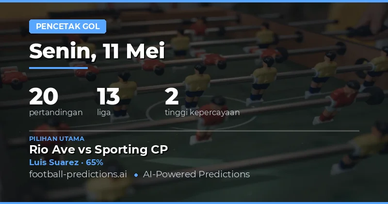Prediksi Pencetak Gol Mana Saja untuk 11 Mei 2026