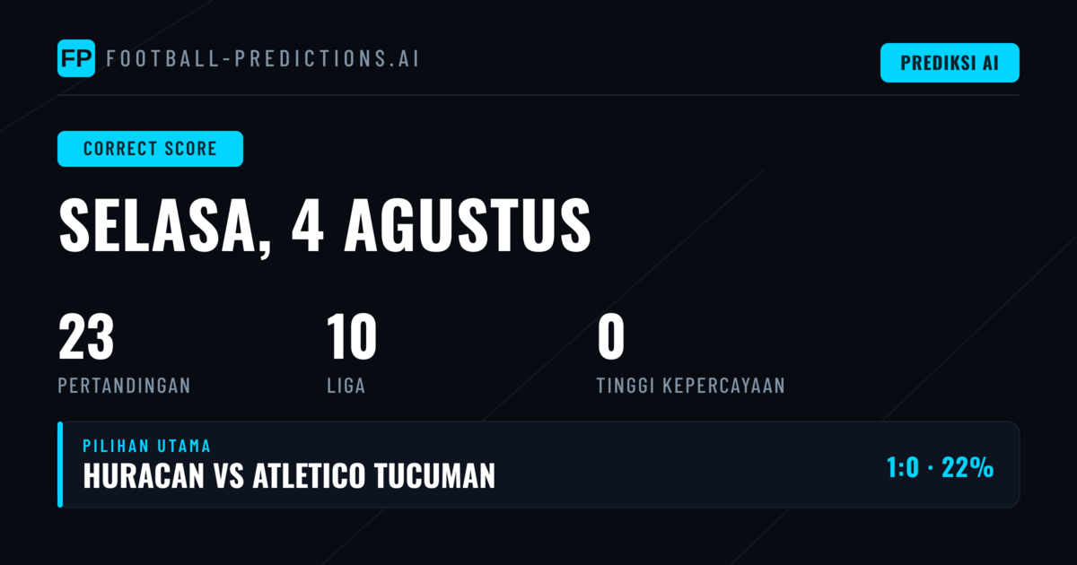 Prediksi Skor Akurat 4 Aug 2026 - 23 Pertandingan