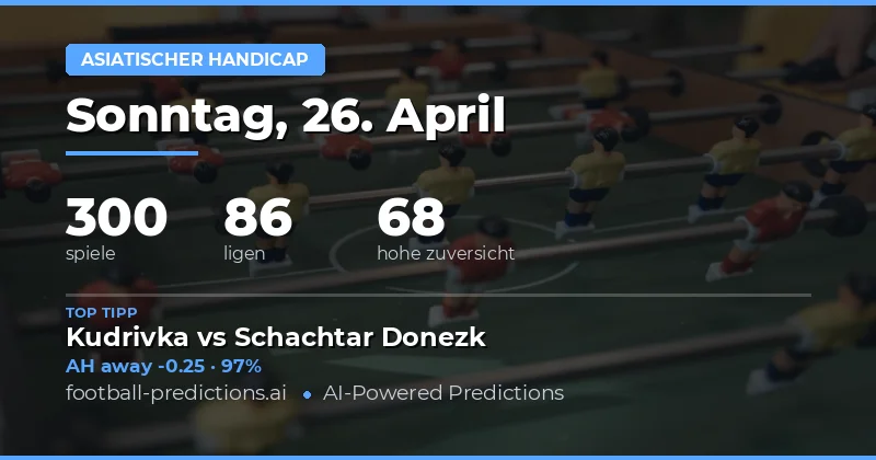 Asiatische Handicap Prognosen für den 26. April 2026