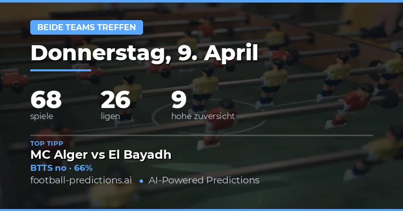 BTTS-Vorhersagen für den 9. April 2026