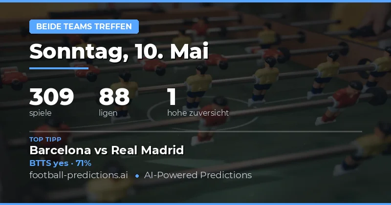 Btts Tipps und Marktanalyse für den 10. Mai 2026