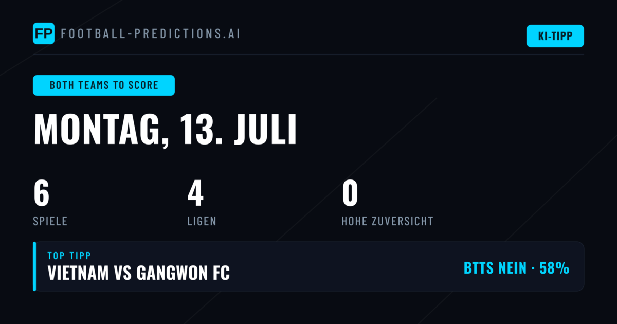 Torschützen-Wetten und BTTS-Prognosen für den 13. Juli 2026