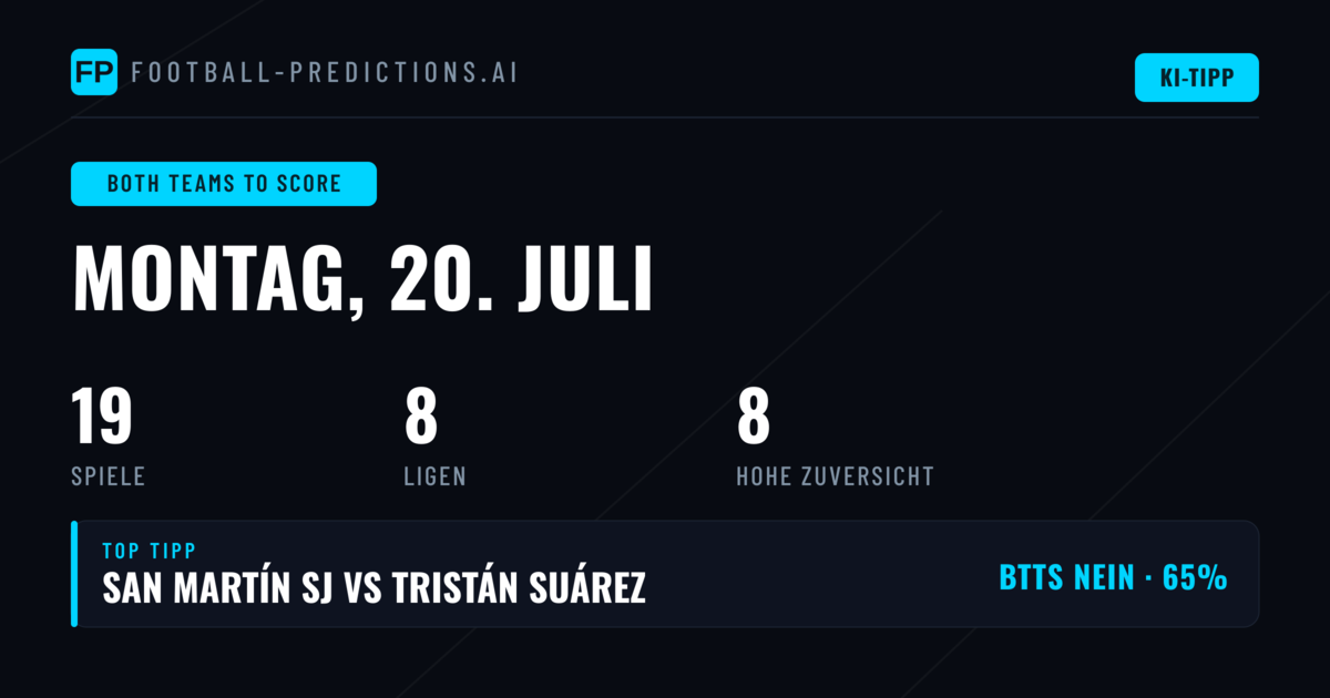 Top BTTS Tipps für den 20.07.2026