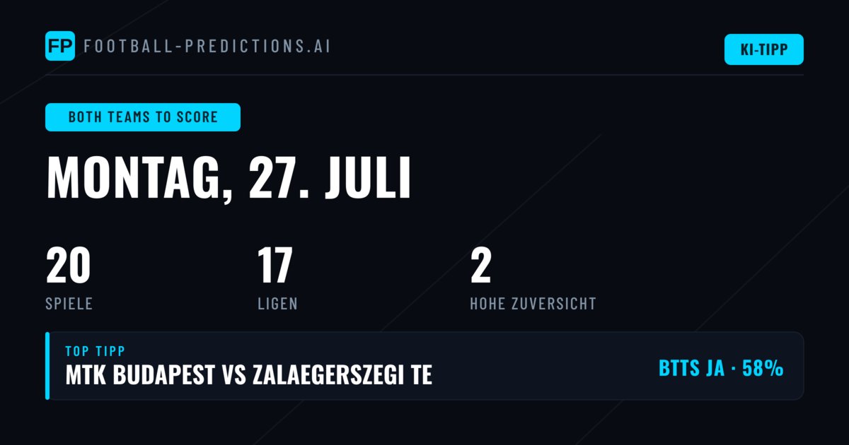 Top BTTS Picks für den 27. Juli 2026