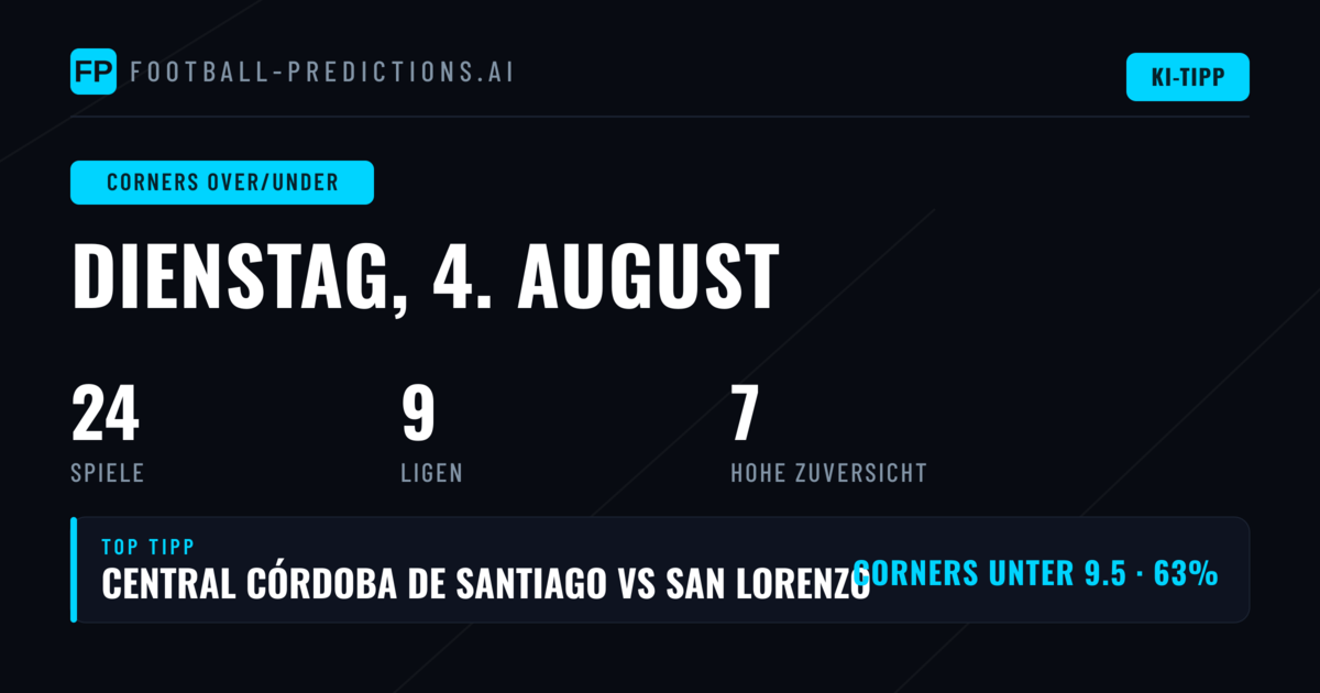 Top Corners O/U Picks für den 4. August 2026