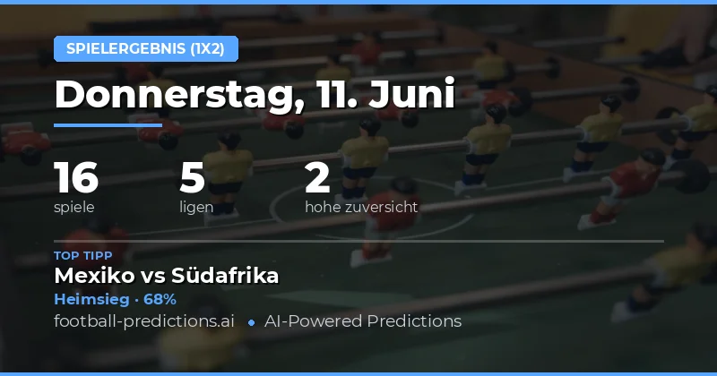 Top-1X2-Tipps für den 11.06.2026