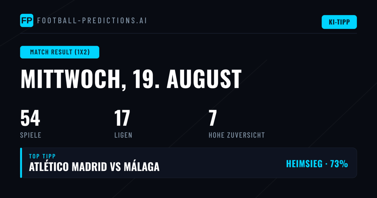 Top 1X2 Picks für den 19. August 2026