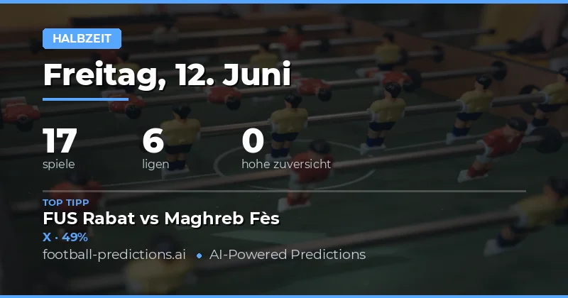 Halbzeit — Fußball Tipps & Vorhersagen — Freitag, 12. Juni, 2026