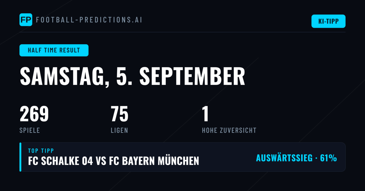Top HT/FT Picks für den 5. September 2026