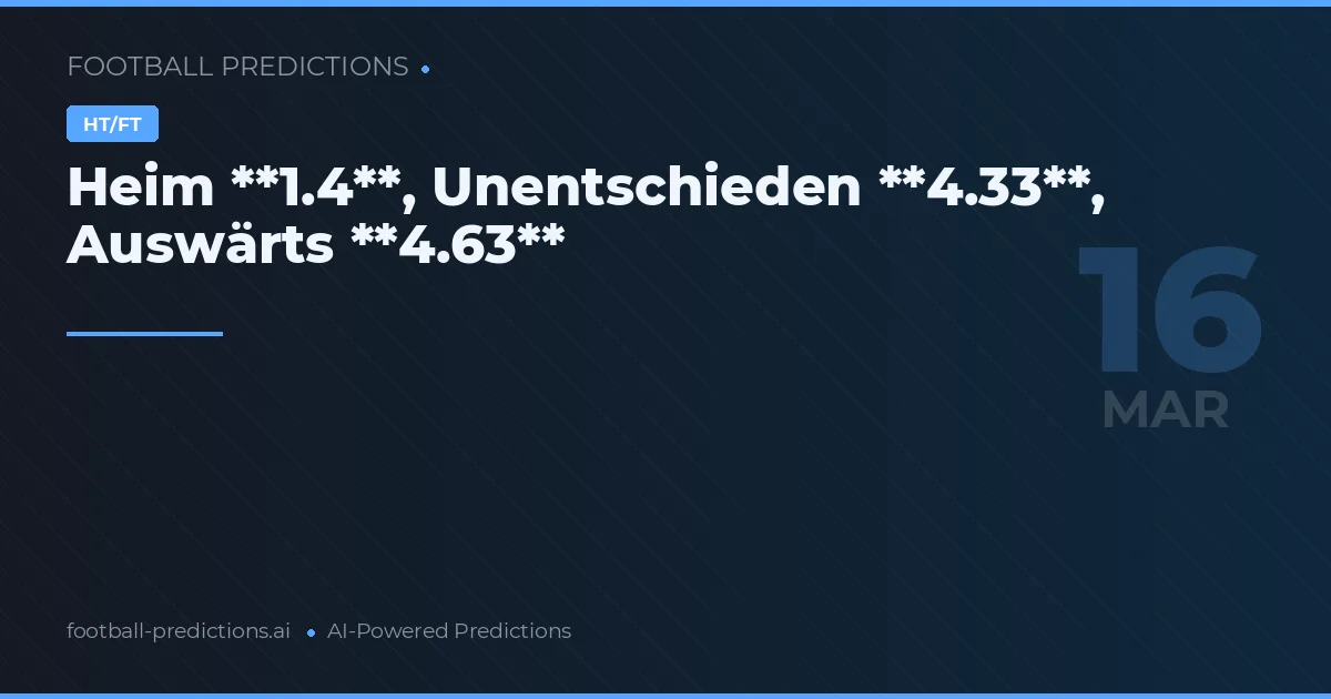 Heim **1.4**, Unentschieden **4.33**, Auswärts **4.63**