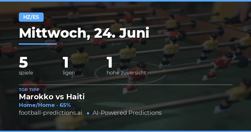 Top Halbzeit/Endergebnis Tipps für den 24. Juni 2026