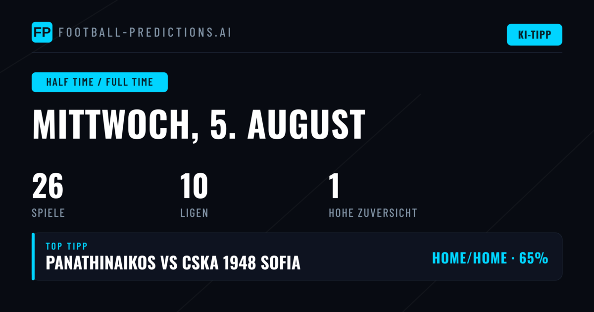 Top HT/FT Picks für den 5. August 2026