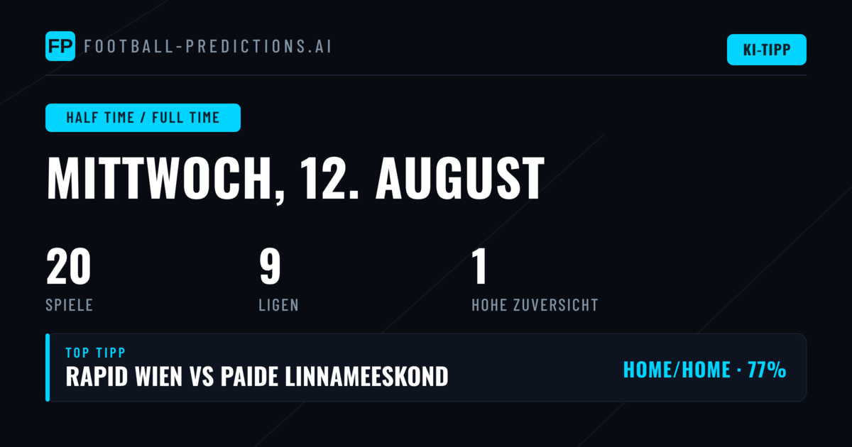 Top HT/FT Picks für den 12.08.2026