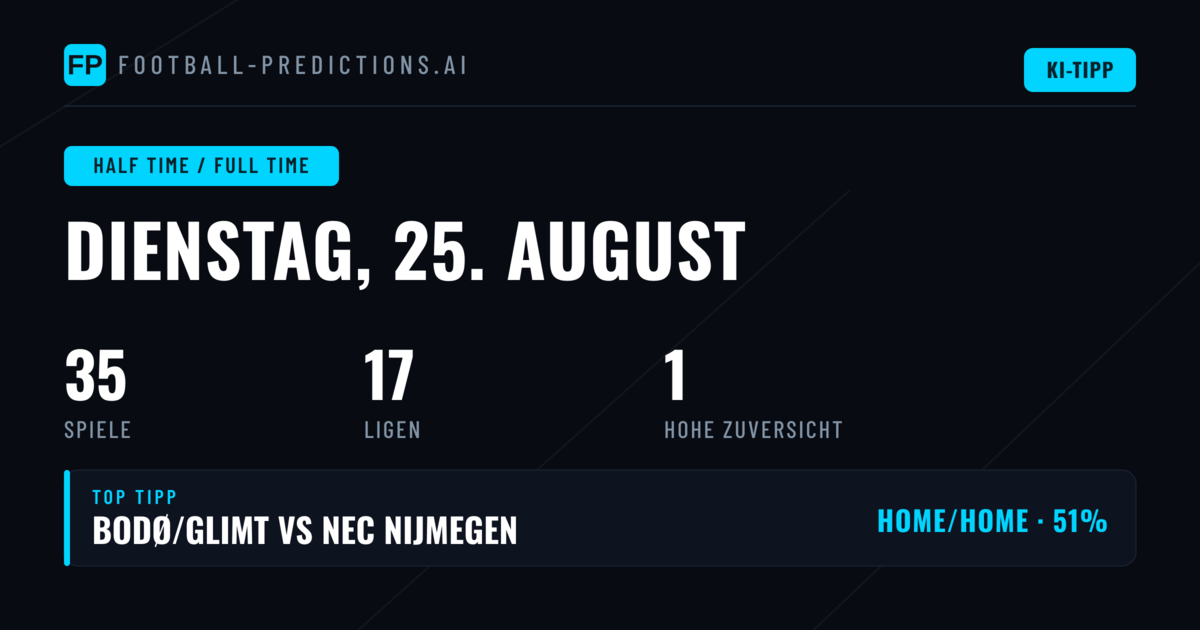 Top HT/FT Picks für den 25. August 2026