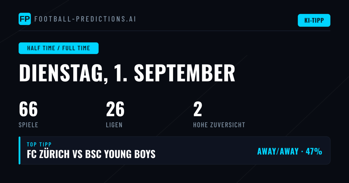 Top HT/FT Tipps für den 1. September 2026