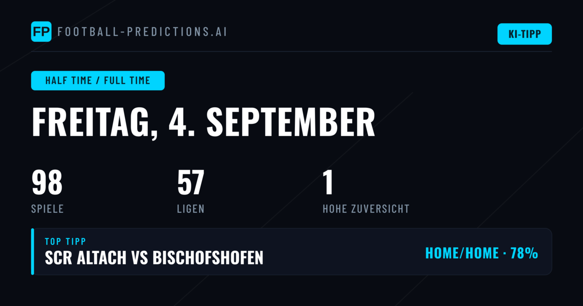 Top HT/FT Tipps für den 4. September 2026