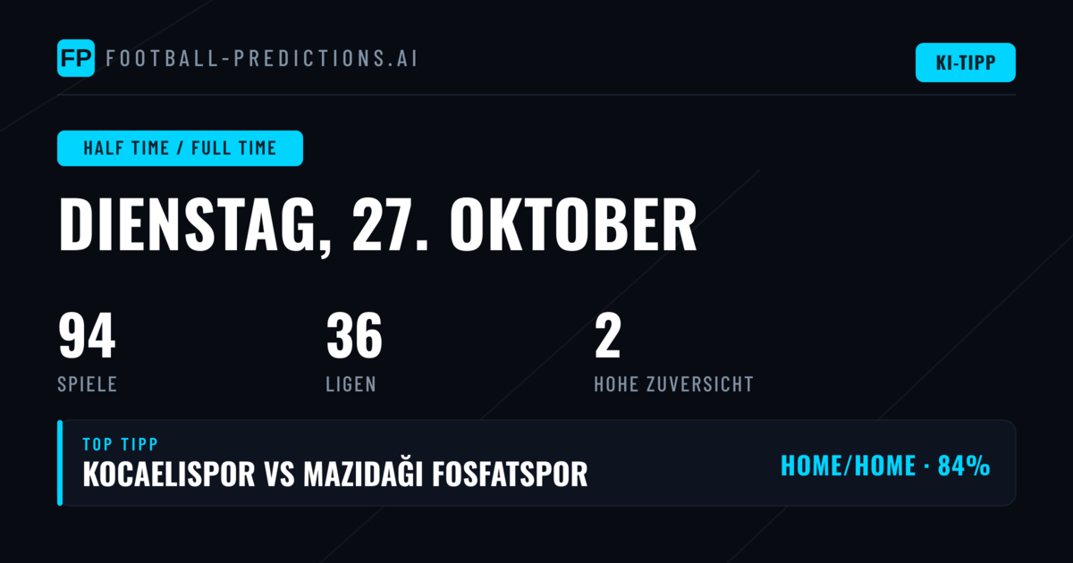 Top-Tipps für die Halbzeit- und Endstand-Prognosen am 27. Oktober 2026