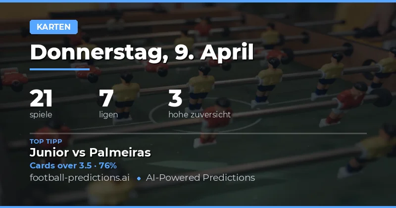 Gelbe Karten Over/Under – Analyse der 21 Partien am 9. April 2026