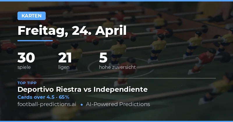 Heutige Yellow Cards Over/Under Vorhersagen für 30 Partien