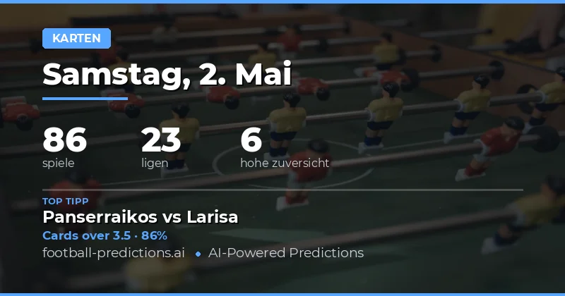Gelbe Karten Vorhersagen und Statistiken für den 2. Mai 2026