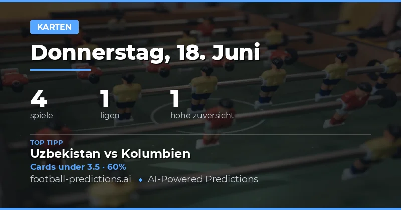 Top Yellow Cards O/U Picks für den 18.06.2026