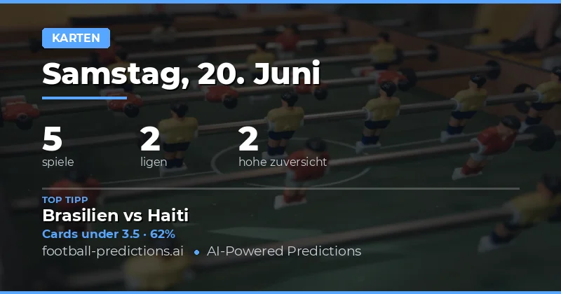 Top Yellow Cards O/U Tipps für den 20.06.2026