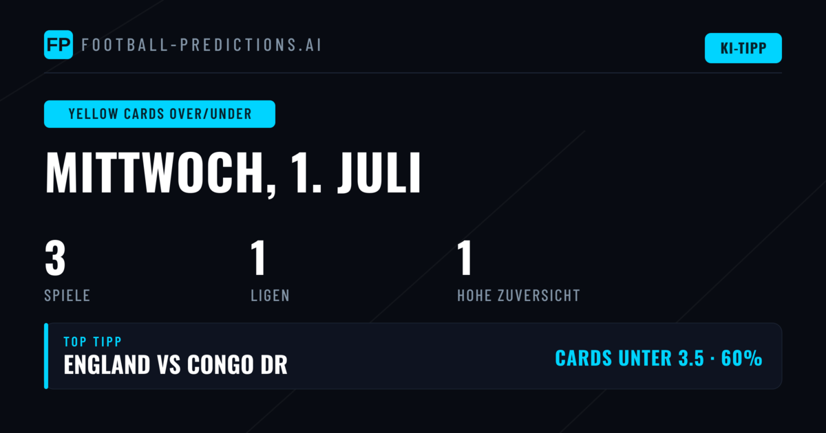 Top Yellow Cards O/U Picks für 1. Juli 2026