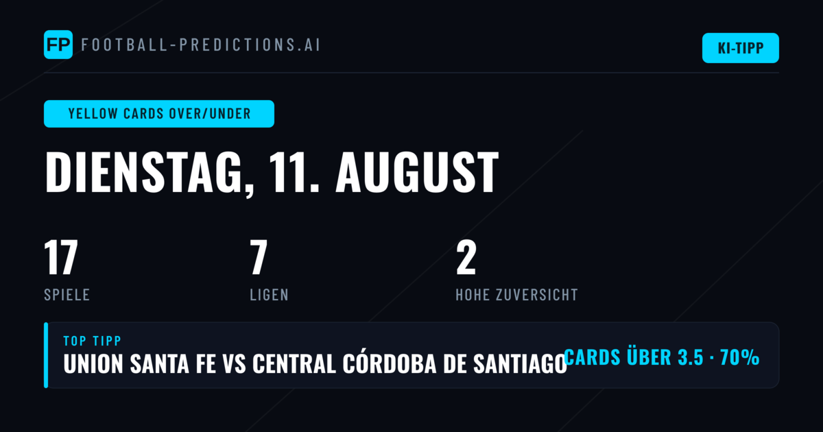 Top Yellow Cards O/U Tipps für den 11.08.2026