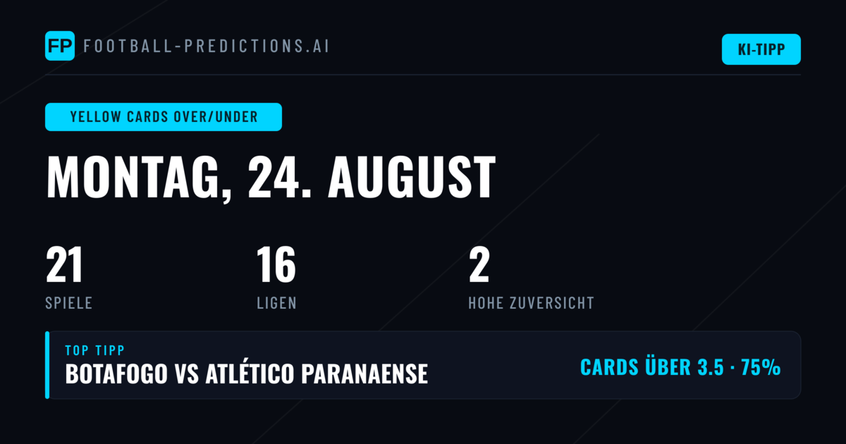 Top Gelbe Karten O/U Tipps (24.08.2026)