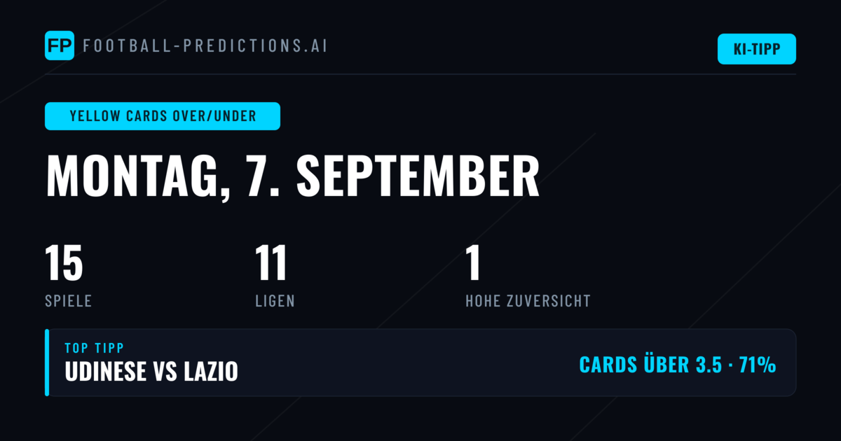 Top Gelbe Karten O/U Picks für den 7. September 2026