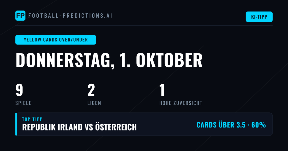 Top Gelbe Karten O/U Tipps für den 1. Oktober 2026
