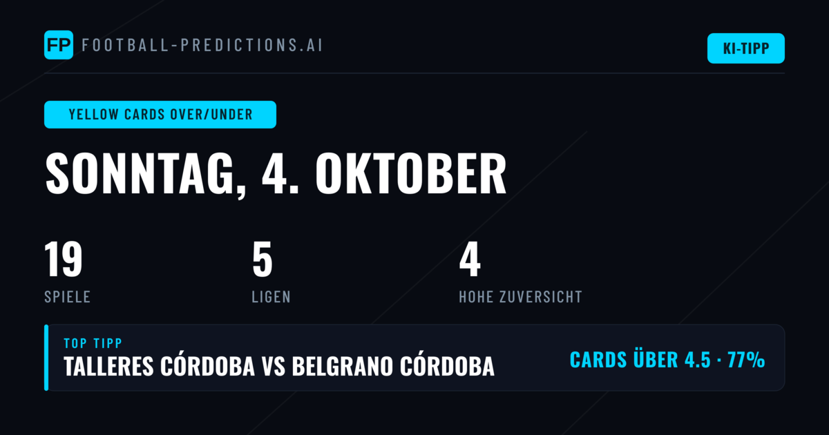 Top Yellow Cards Over/Under Picks (4 Oct 2026)