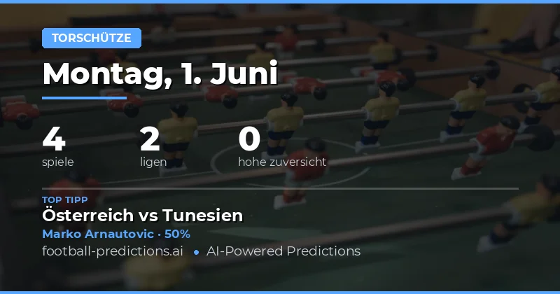 Anytime Goalscorer Prognosen für den 1. Juni 2026