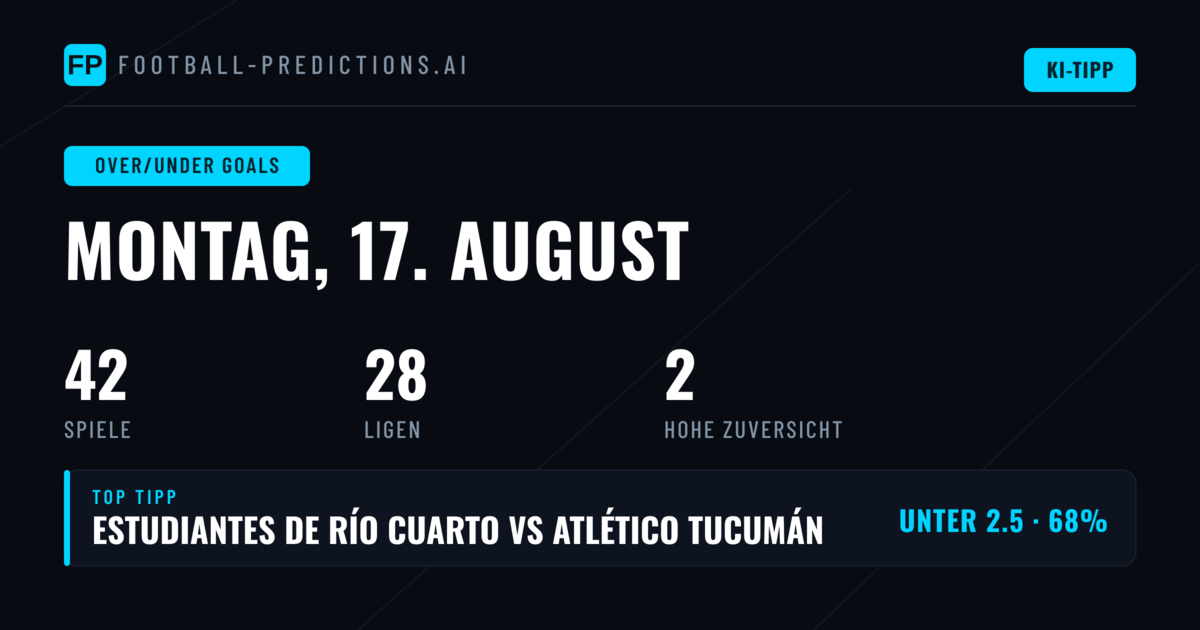 Top O/U-Tipps für den 17. August 2026
