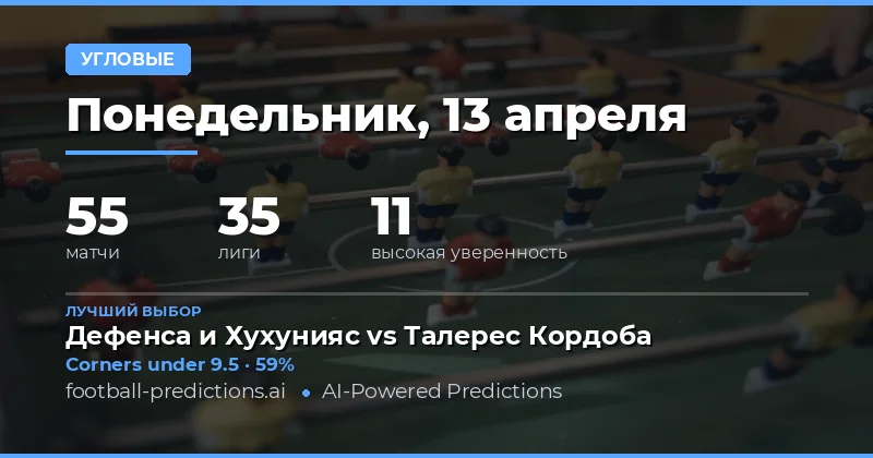 Прогноз на угловые в матче 13 апреля 2026
