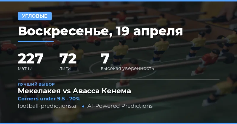 Прогноз на угловые в матче 19 апреля 2026 года