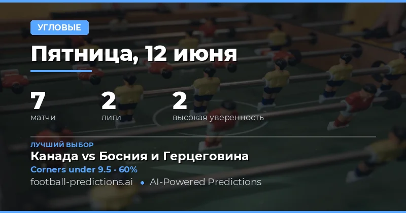 Лучшие ставки на угловые O/U на 12 июня 2026 года
