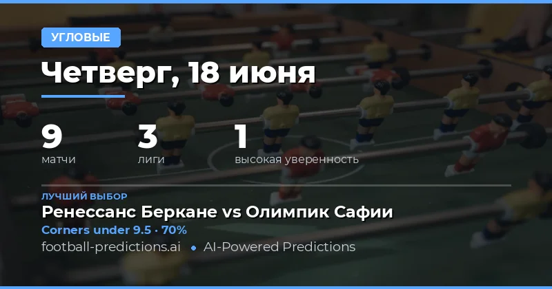 Лучшие ставки O/U на угловые на 18 июня 2026 года