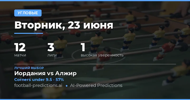 Лучшие ставки O/U на угловые на 23 июн 2026