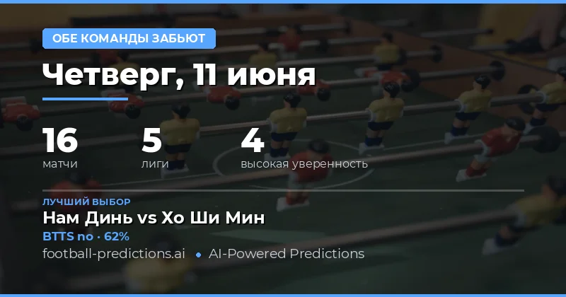 Лучшие прогнозы на BTTS на 11 июня 2026 года