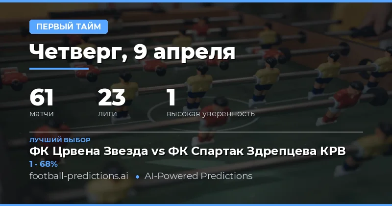 Прогнозы на первый тайм 9 апреля 2026 года