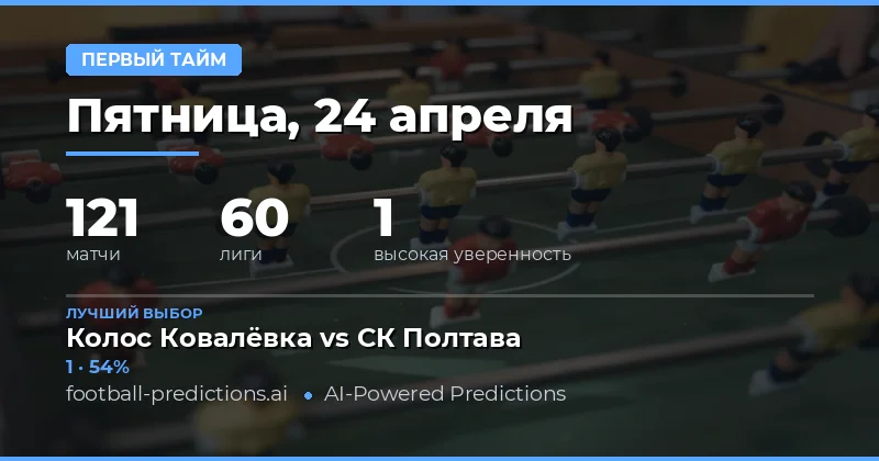 Анализ результатов первого тайма на 24 Apr 2026