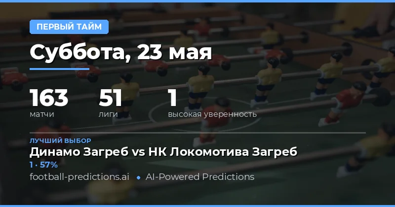 Обзор прогнозов на первый тайм: 23 мая 2026