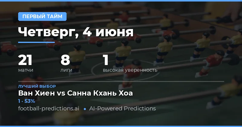 Анализ исходов первого тайма на 4 июня 2026 года