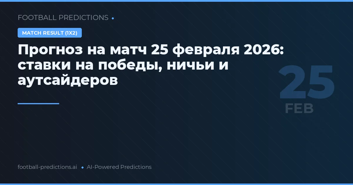 Прогноз на матч 25 февраля 2026: ставки на победы, ничьи и аутсайдеров