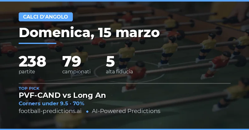 Calci d'angolo: pronostici 15 marzo 2026