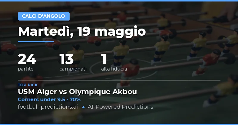 Puntare sui Corner il 19 Maggio 2026