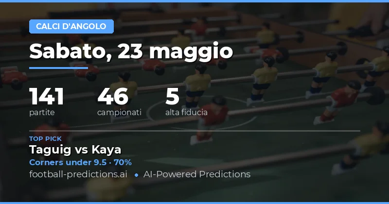 Pianificazione delle scommesse sui Corner per il 23 Maggio 2026
