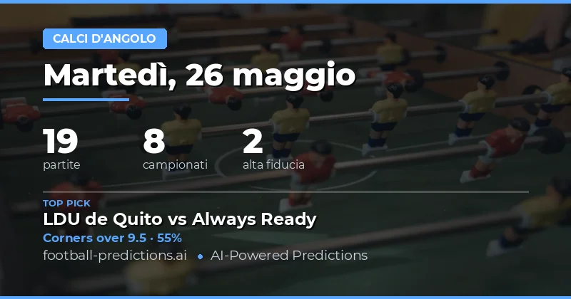 Pianificazione delle Scommesse sui Corner per il 26 Maggio 2026