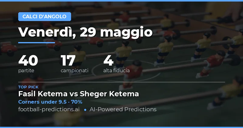 Analisi delle Previsioni sui Corners del 29 Maggio 2026
